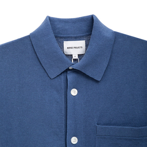 Norse Projects Rollo Cotton Linen SS Shirt Calcite Blue N45-05727187 Degli Uberti